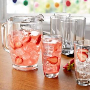 7-Piece Clear Glass Pitcher And Drinkware Tumbler Set This Water Cup Is Made Of Clear Glass In A Clean And Simple Style. Default